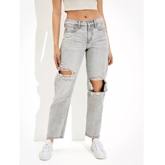 American Eagle Outfitters Ripped '90s Straight High Rise Jeans Women's Size 6S - Picture 1 of 10